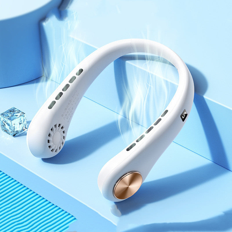 Bladeless neck fan blowing cool air