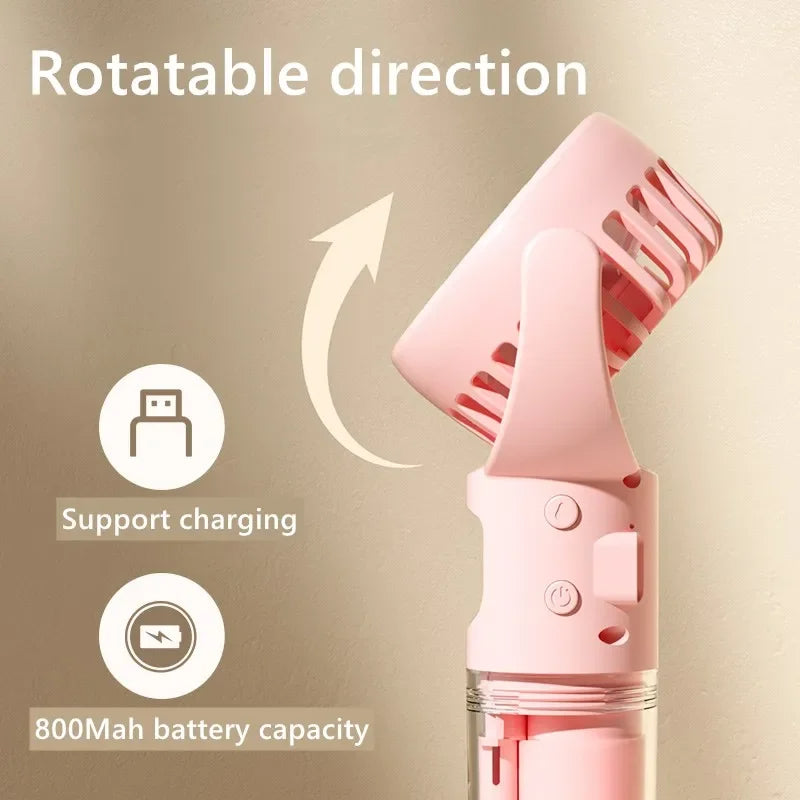 Rotating fan head and USB rechargeable battery